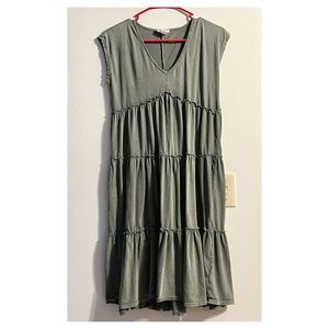 Tiered Dress Boho Olive Gray small